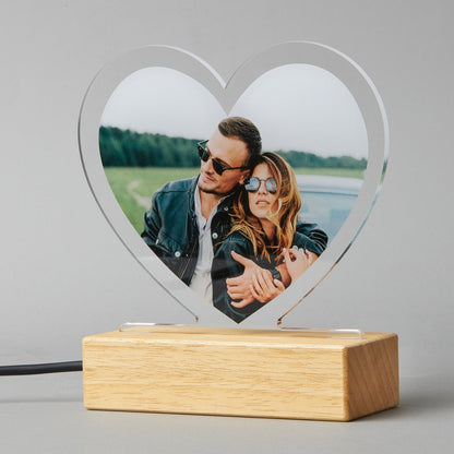 Personalized Couple's Photo Heart Shaped Lamp