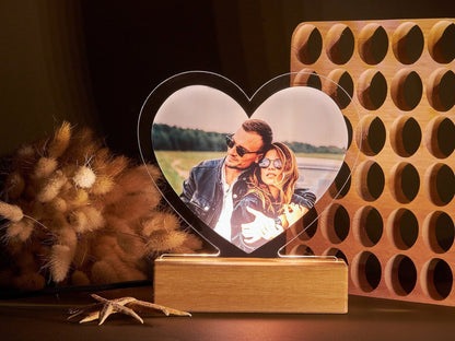 Personalized Couple's Photo Heart Shaped Lamp