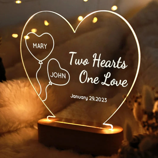 Couple's Custom Name Heart Shaped Lamp
