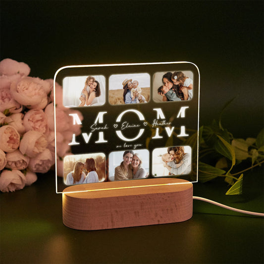 Personalized Mom Photo Lamp, Custom Photo Collage LED Light