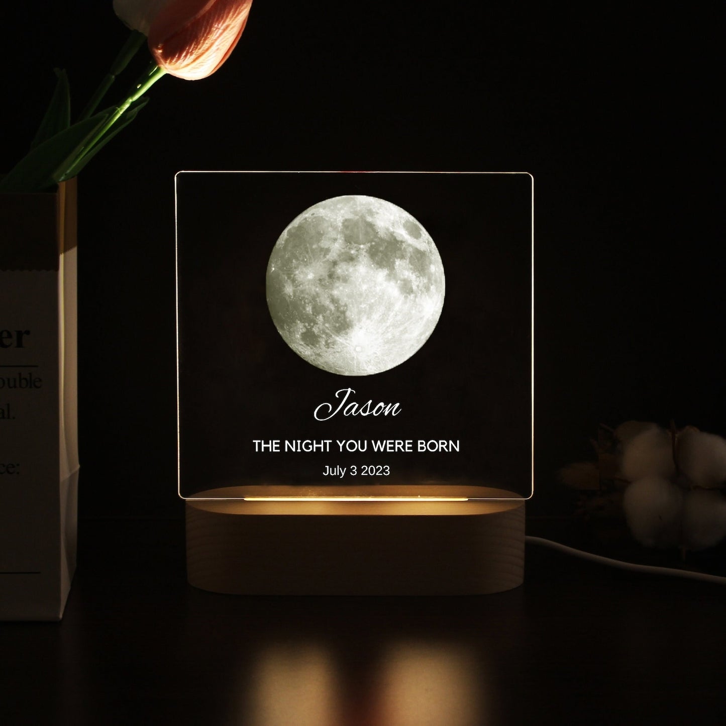 Personalized Moon Phase Born Day Acrylic Lamp
