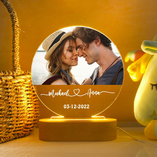 Personalized Acrylic Photo Lamp, Gift for Couple