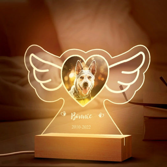 Personalized Photo Angel Wings Pet Memorial Lamp