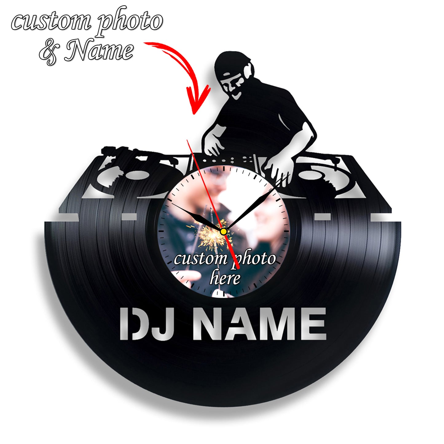 Gift for DJ Friend Personalized Photo Wall Clock