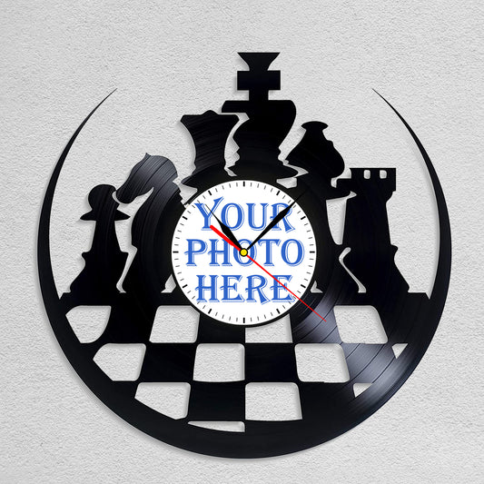 Gift for Chess Player Personalized Photo Wall Clock
