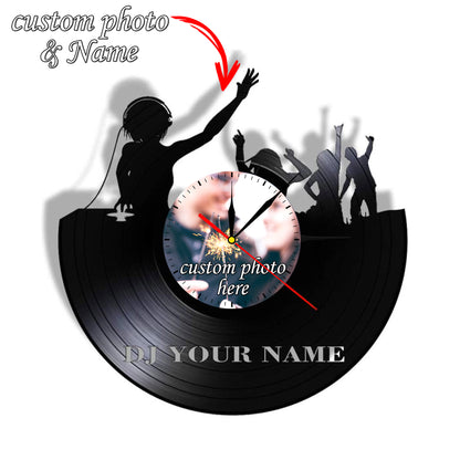 Birthday Gift for Female DJ Personalized Photo Wall Clock
