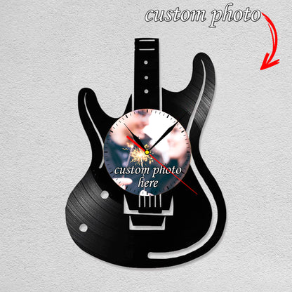 Gift for Guitar Player Personalized Photo Clock for Guitarist