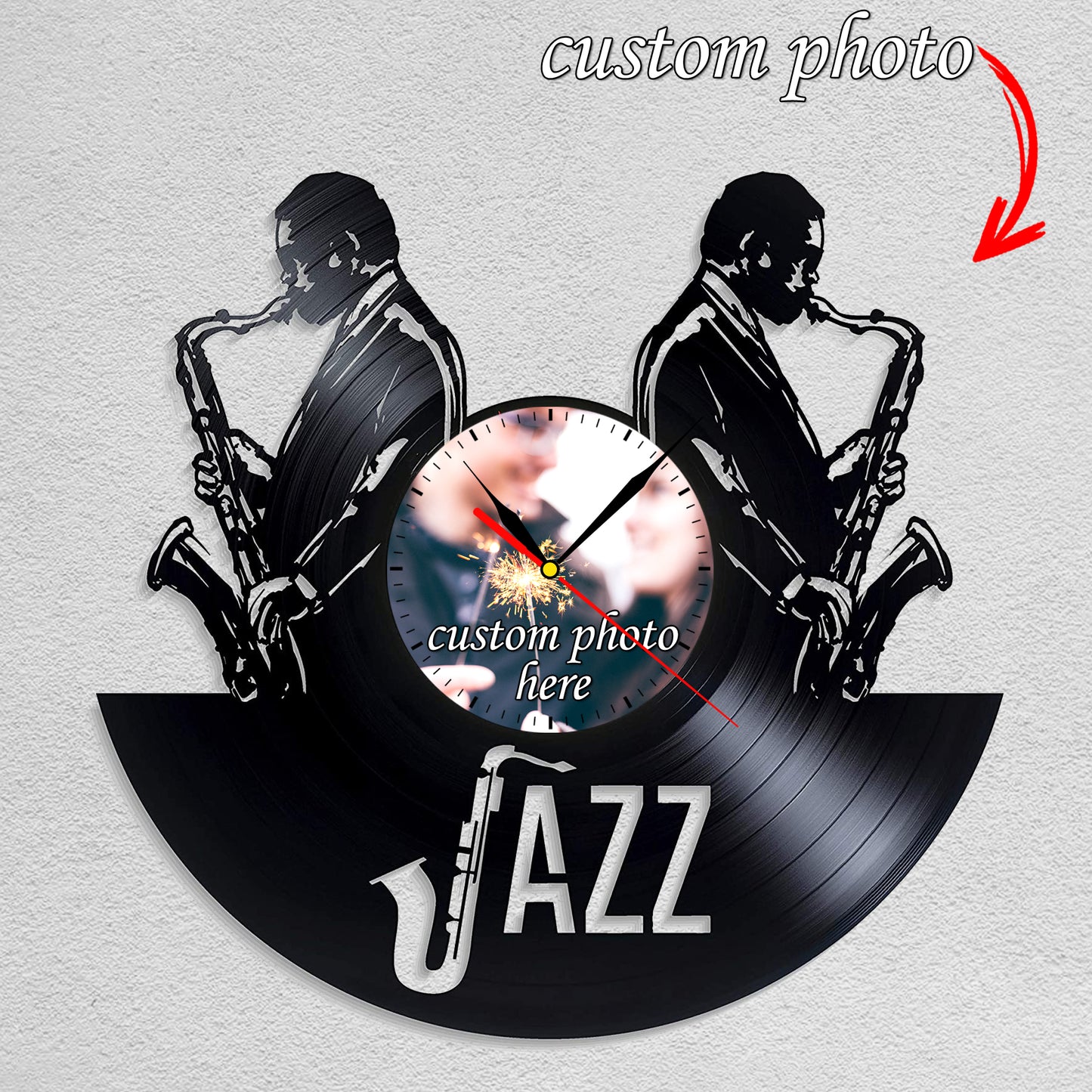 Gift for Music Teacher Custom Photo Clock for Jazz Lover