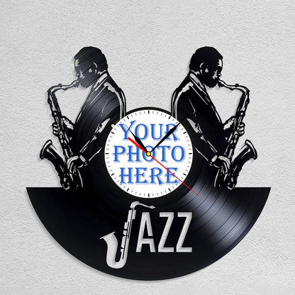 Gift for Music Teacher Custom Photo Clock for Jazz Lover