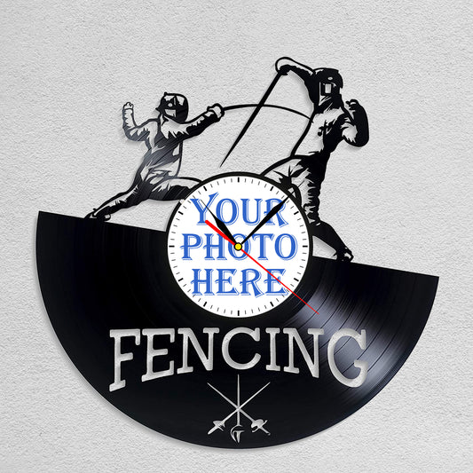 Gift for Fencing Sports Fan Personalized Photo Clock