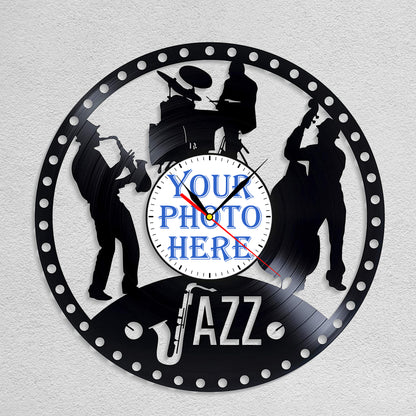 Gift for Jazz Music Lovers Custom Photo Clock for Music Teacher
