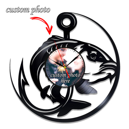 Gift for Fishing Hobbyist Personalized Photo Wall Clock