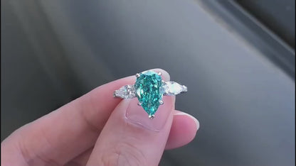 Custom 3 Carats Lab Grown Pear Shaped Diamond Ring