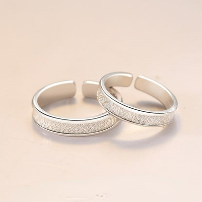 Engravable Sterling Silver Promise Rings Set for Couples