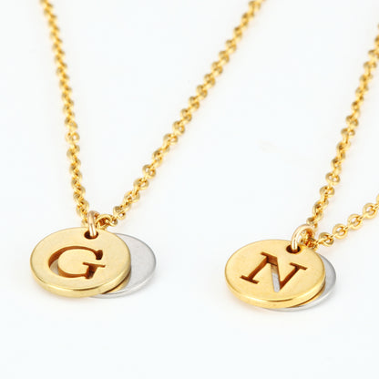 Custom Name Initial Disk Pendant Necklace