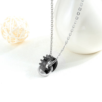 King Queen Crown Couple Promise Necklaces