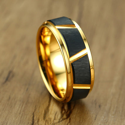 Mens Two Tone Ring with Custom Name