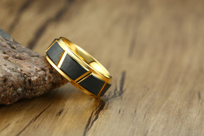 Mens Two Tone Ring with Custom Name