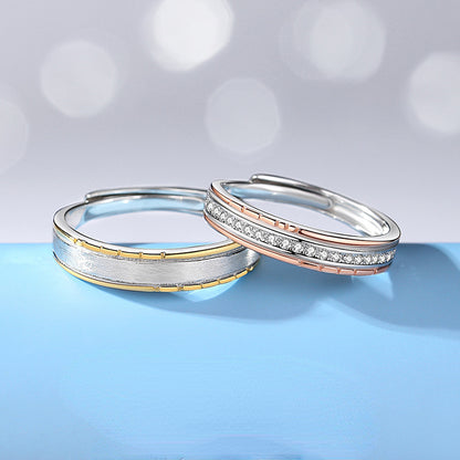 Engraved Minimalist Couple Wedding Rings Set