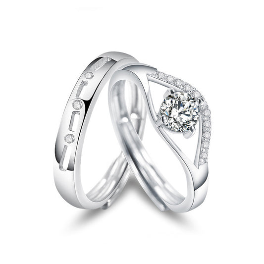 Engravable Affordable Couple Engagement Rings Set