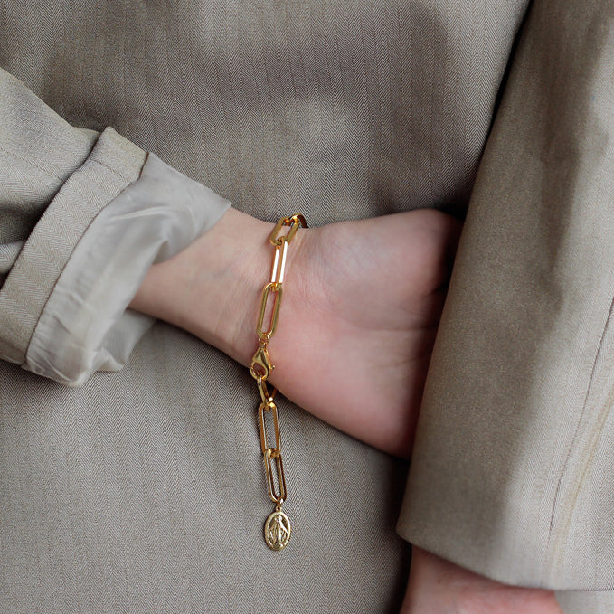 Chuncky Paperclip Coin Bracelet