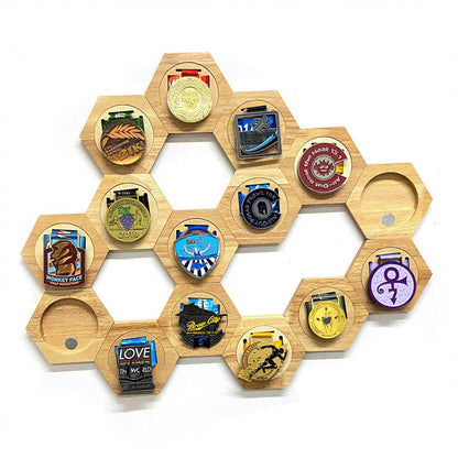Honeycomb Wooden Wall Decoration Medals Display