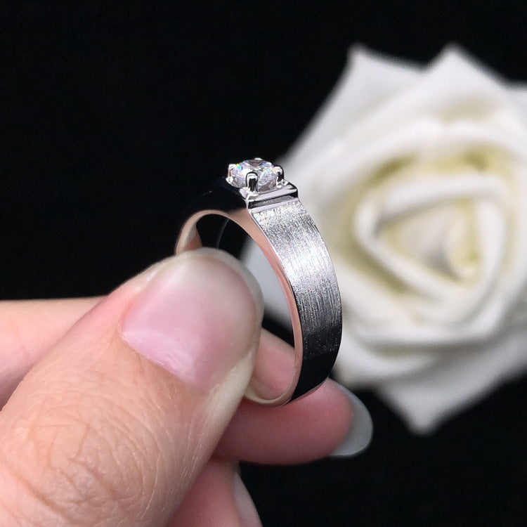 Engraved 0.3 Carat Moissanite Diamond Solitaire Ring