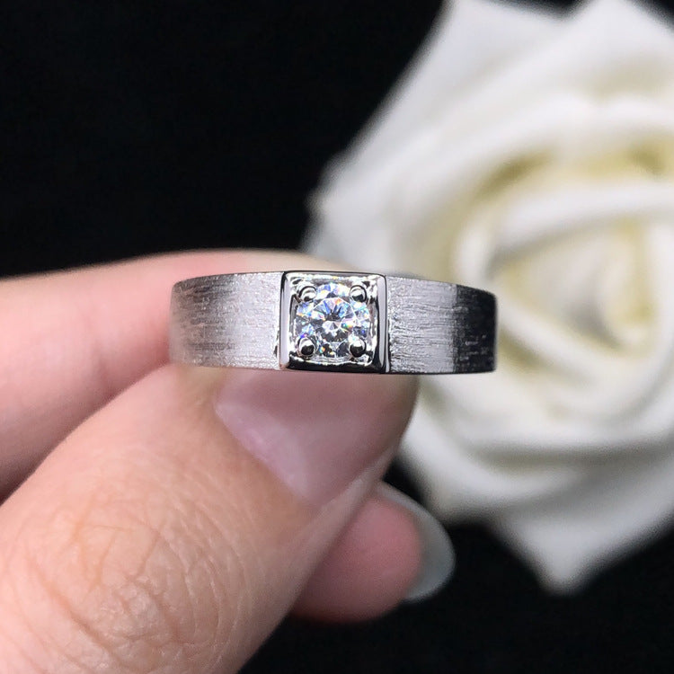Engraved 0.3 Carat Moissanite Diamond Solitaire Ring