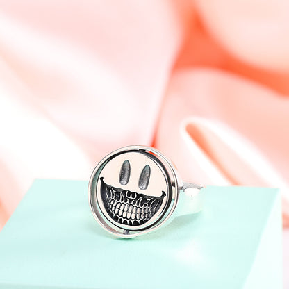 Engravable Smiley Face Reversible Double Side Ring