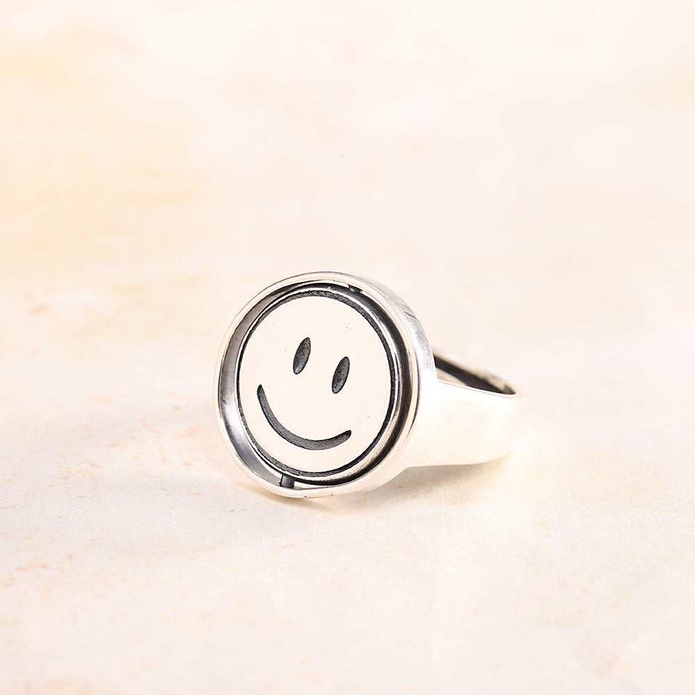 Engravable Smiley Face Reversible Double Side Ring