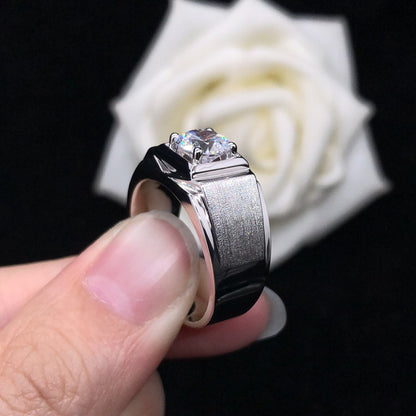 Engraved 0.5 Carat Moissanite Diamond Ring for Men