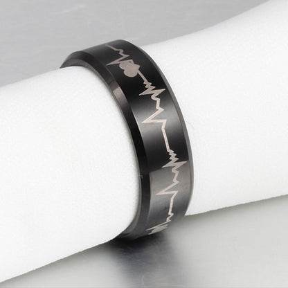 Custom Engraved Heartbeat Ring for Men