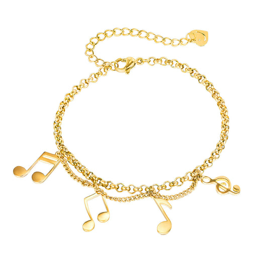 Double Layered Music Notes Bracelet