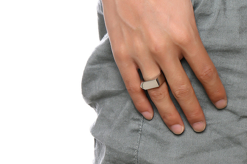 Custom Engraved Stainless Steel Signet Ring for Men