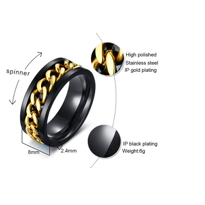 Custom Mens Fidget Spinner Chain Ring