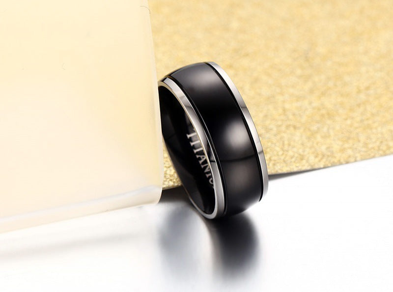 Mens Black Ring with Names Engraved