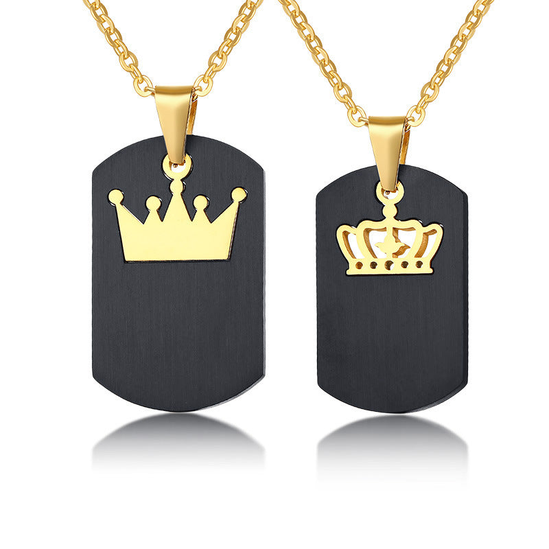 Engravable King Queen Necklaces for Couples