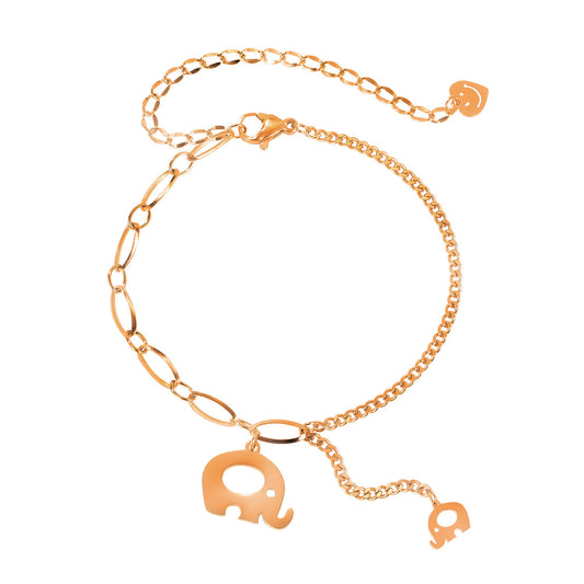 Figaro Link Elephant Charm Bracelet