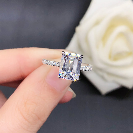 3 Carats Emerald Cut Diamond Ring for Her