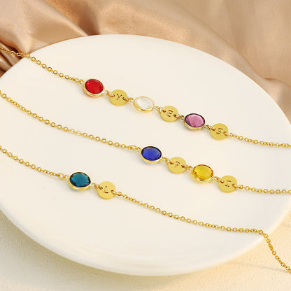 Personalized 1-3 Birthstone and Name Necklace