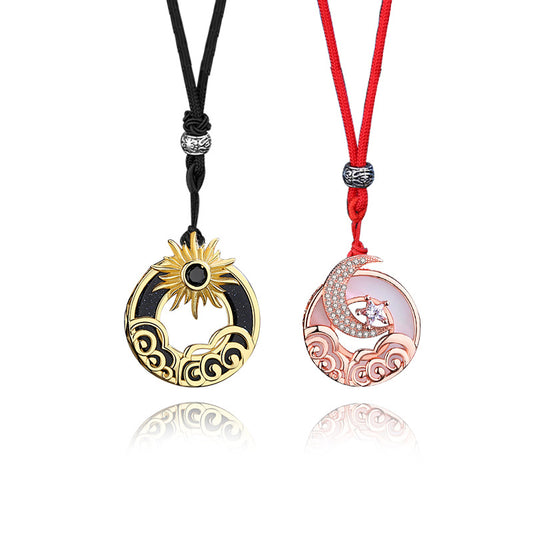 Matching Sun and Moon Couple Necklaces Set