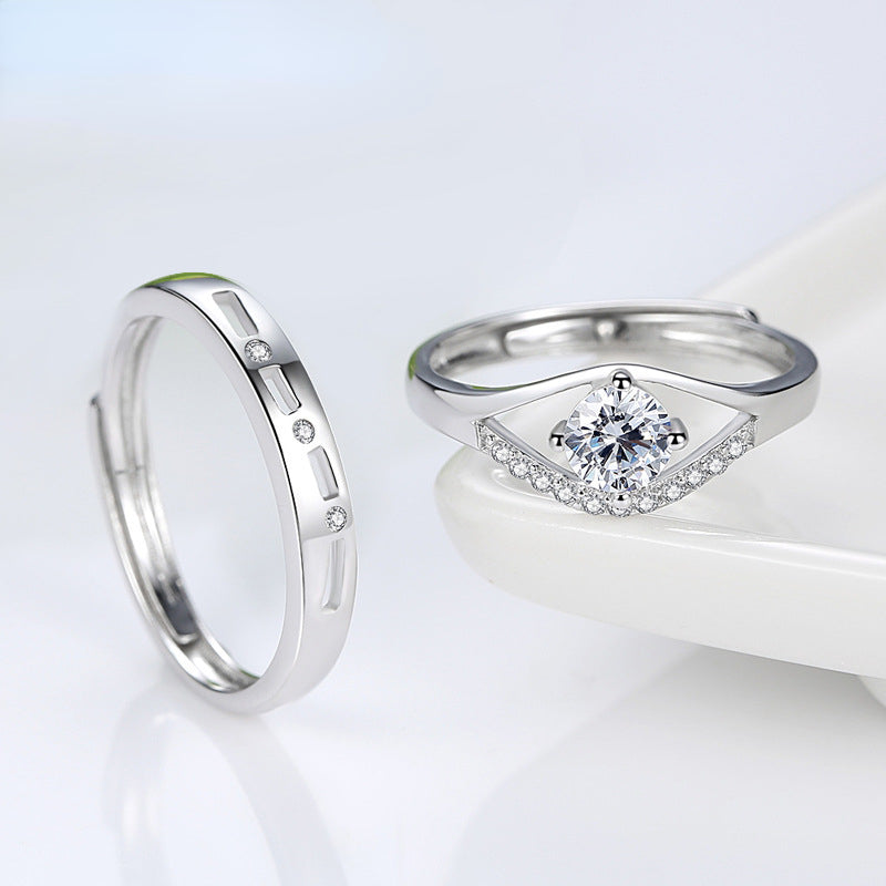Engravable Affordable Couple Engagement Rings Set