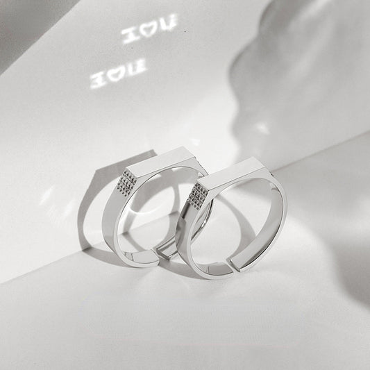 Love Projection Couple Wedding Rings Set