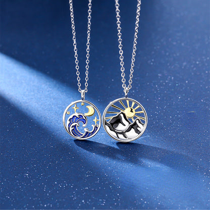  Sun and Moon Matching Couple Necklaces Jewelry Set Loforay.com