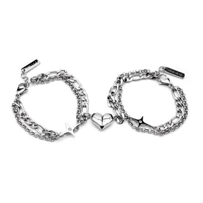 Custom Magnetic Hearts Couple Bracelets