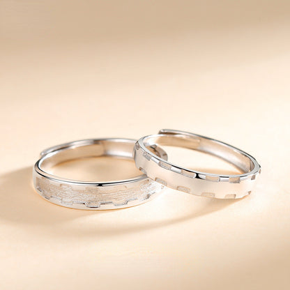 Engraved Simple Couple Wedding Rings Set for Two
