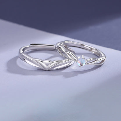 Moonstone Matching Rings for Him and Her