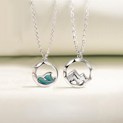 Ocean Mountain Necklaces Set for Couples