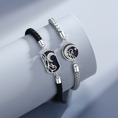 Engraved Trending Charms Couple Bracelets Set