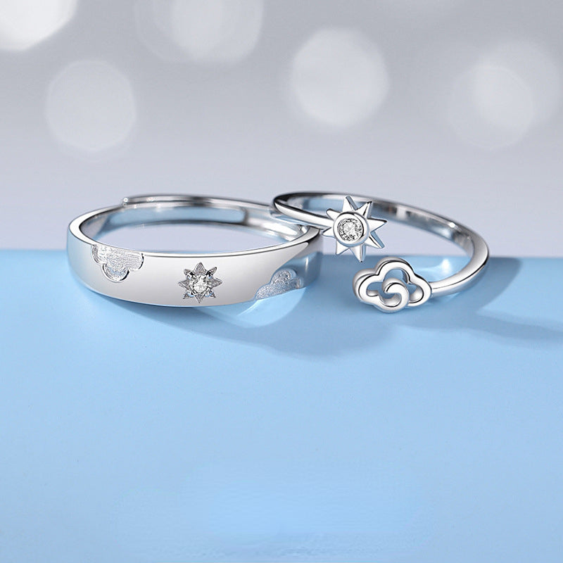Engraved Matching Stars Couple Rings Set